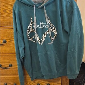 realtree Teal Hoodie with Leopard Print